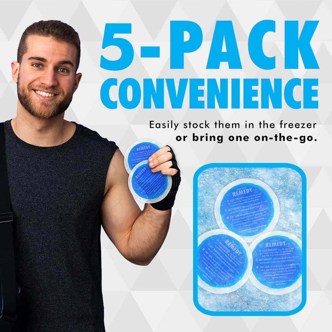 Perfect Remedy Gel Ice Packs for Injuries with Strap Cover, Flexible Hot Cold Compress, Soothing Soft Ice Packs for aid in Injuries Conditions, Alternative to Hot Water Bottles (Blue, Regular)