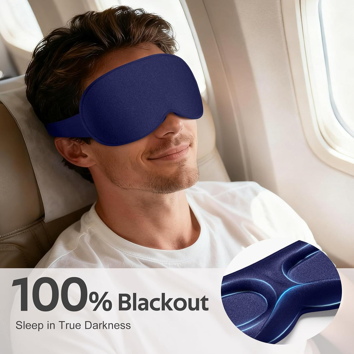 Vynix® Sleep Mask for Men Women - 100% Blackout Eye Masks for Sleep - 3D Soft Sleeping Mask for Side Sleepers - Zero Pressure Lash Extensions Eye Cover Shade for Airplane Travel Essentials, Black