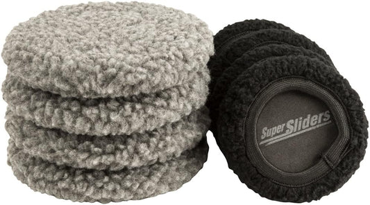 Super Sliders 3 1/2" and 5" Reusable 2-in-1 Furniture Carpet Sliders with Hardwood Socks, Beige (8 Pack)