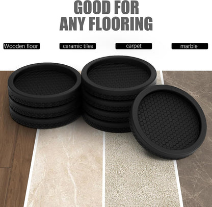 Ezprotekt Non Slip Furniture Pads, 12 Pcs 2" Anti Slip Rubber Caster Cups, No Slide Furniture Gripper, Anti Skid Furniture Coasters for Hardwood Floors, Furniture Stoppers to Prevent Sliding (Black)