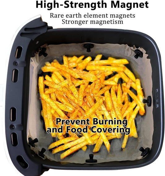 Air Fryer Magnets Silicone Full Enclosed,100% BPA FREE Waterproof Rust-proof & High-Resistant for Air Fryer Paper, Secures Disposable Paper Liner Safely Prevents Burning & Food Covering -8pcs