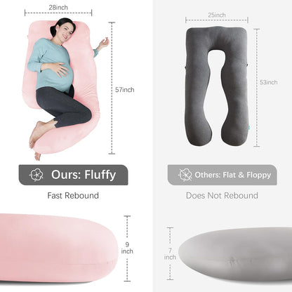 MOON PARK Pregnancy Pillows for Sleeping - 57 Inch U Shaped Full Body Maternity Pillow with Removable Cover - Support for Back, Legs, Belly, Hips - Pregnancy Pillow for Women - Grey