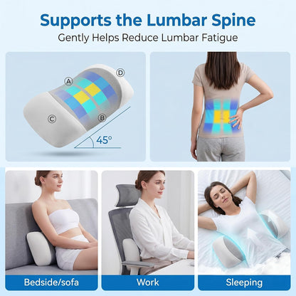 Lumbar Support Pillow for Sleeping,Premium Memory Foam Lower Back Pain Relief Bed Rest Support Pillows for Car Bed,Couch,Waist Support Care Cushion,Sleep Lumbar Pillow (Black Grey)
