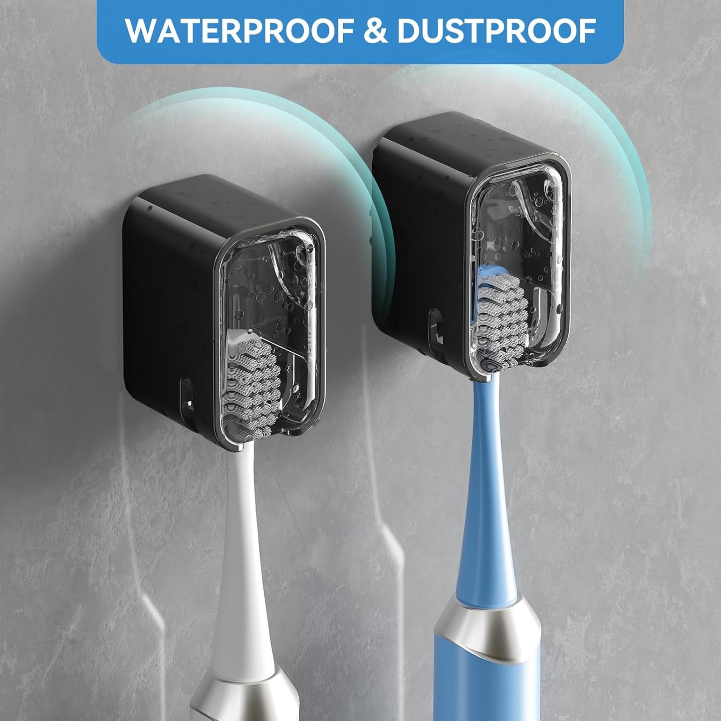 MOPMS Single Slot Toothbrush Holders Wall Mounted with Cover for Bathrooms | 2PCS Toothbrush Cover for Shower, Single Toothbrush Dispenser Storage Organizer for Family & Travel