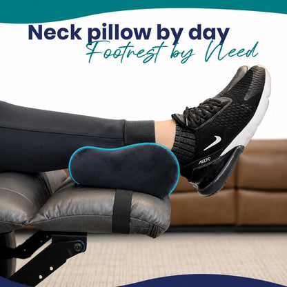 Memory Foam Headrest Pillow for Recliner – B-Shaped Neck Pillow with Stabilizer Strap, Soft Plush Fabric - Ultimate Neck Support and Pain Relief (Midnight)