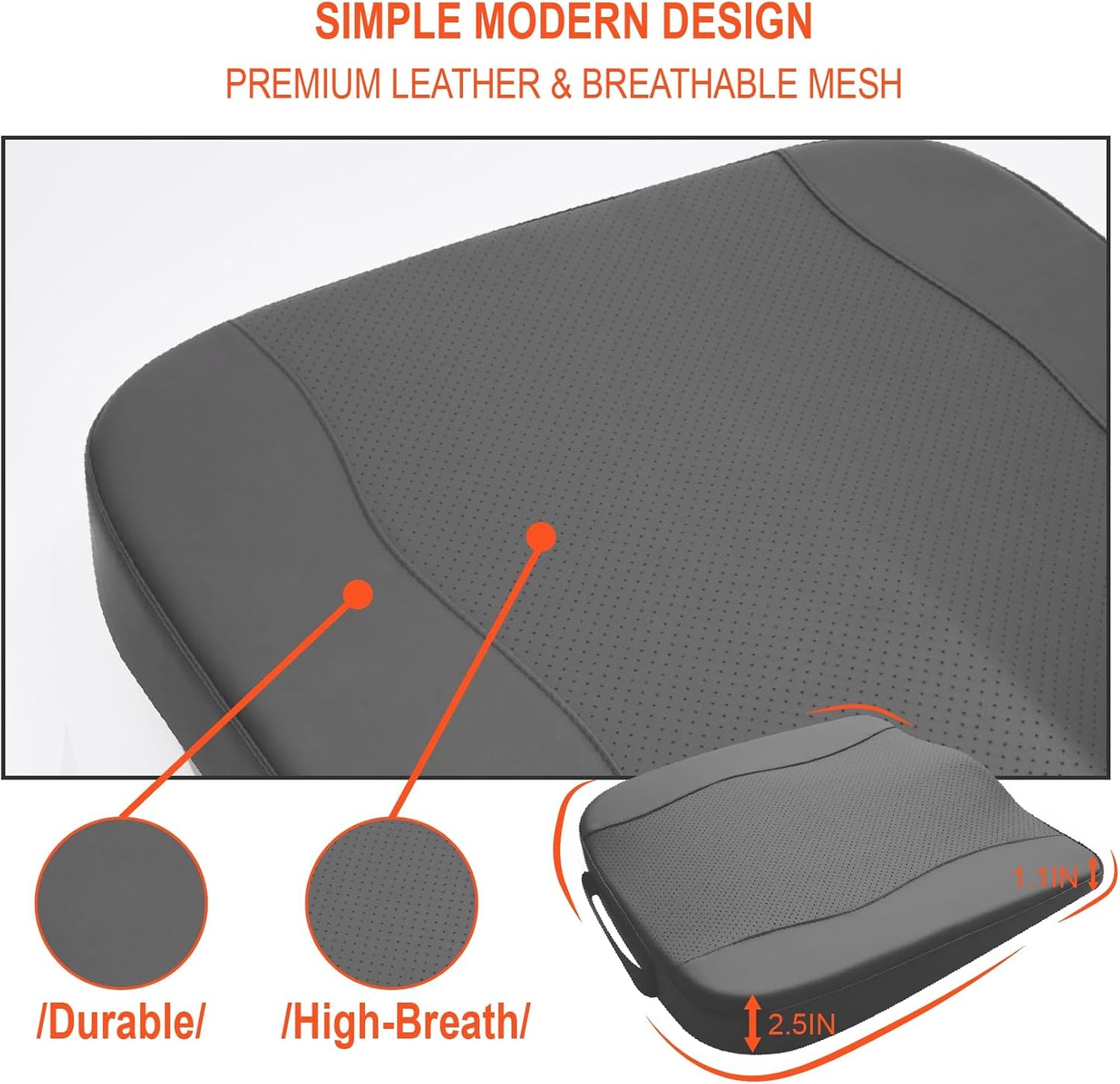 Lofty Aim Car Seat Cushion, Memory Foam Car Seat Cushions for Long Driving | Comfy Car Seat Pillow for Pain Relief, Driver Seat Cushion Adds Height, Butt Cushion for Car, Truck, Office Chair, Black