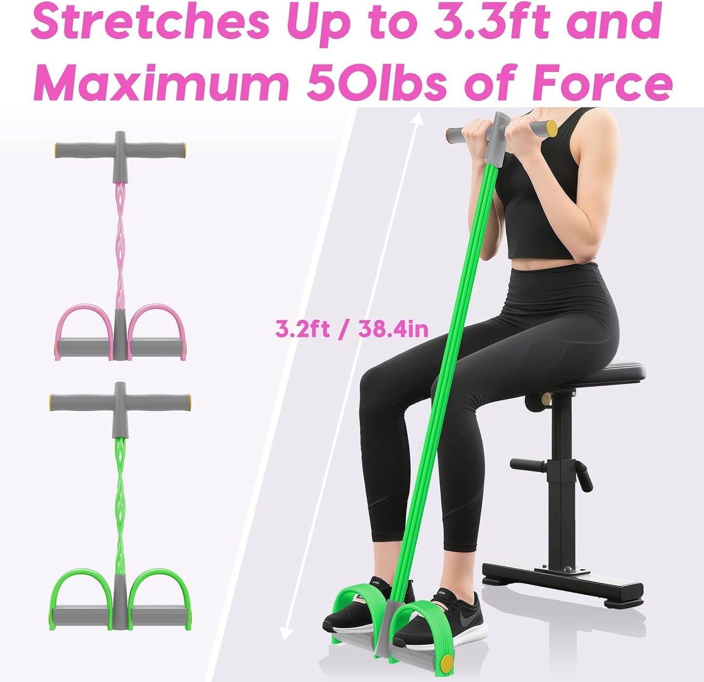 Pedal Resistance Band with Handles, 6-Tubes Natural Rubber Exercise Bands | Upgrade Foot Pedal Resistance Bands for Working Out, Multifunction Fitness Equipment for Abdomen, Waist, Arm, Leg, Pilates