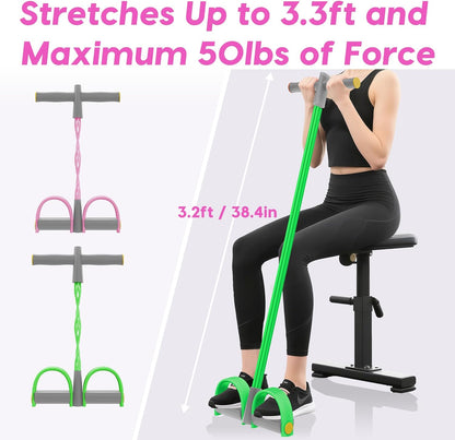 Pedal Resistance Band with Handles, 6-Tubes Natural Rubber Exercise Bands | Upgrade Foot Pedal Resistance Bands for Working Out, Multifunction Fitness Equipment for Abdomen, Waist, Arm, Leg, Pilates