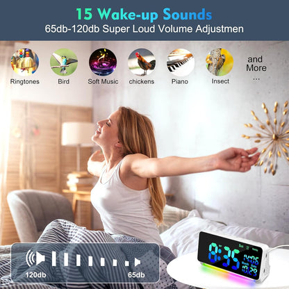 120db Super Loud Alarm Clock for Heavy Sleepers, Bluetooth Connection