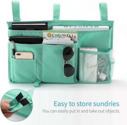 Bseash Bunk Bed Organizer, Bedside Caddy Hanging Bed Organizer Storage Bag 8 Pockets, for College Dorm Rooms Bed, Hospital Bed, Baby Bed Rails, 600D Oxford Cloth