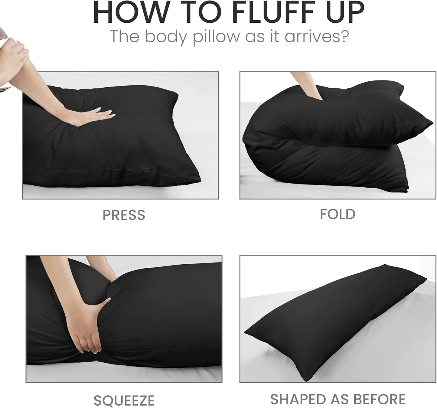 Utopia Bedding Full Body Pillow for Side Sleeper, White Long Pillow for Bed | Large Body pillows for Adults, Plush Support, Pregnancy Pillow Insert for sleeping, helps maintain body contour, 20x54 inches