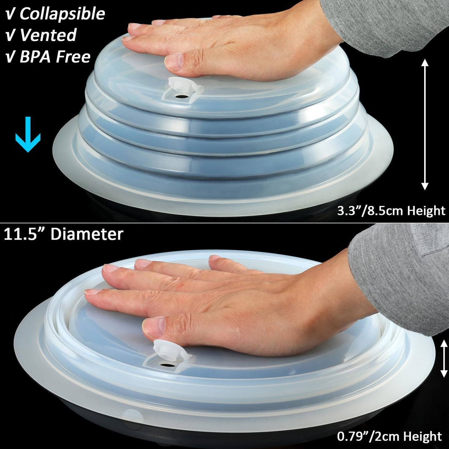 Collapsible Silicone Microwave Plate Cover Splatter Guard | Dishwasher Safe & BPA Free, 11”, Blue