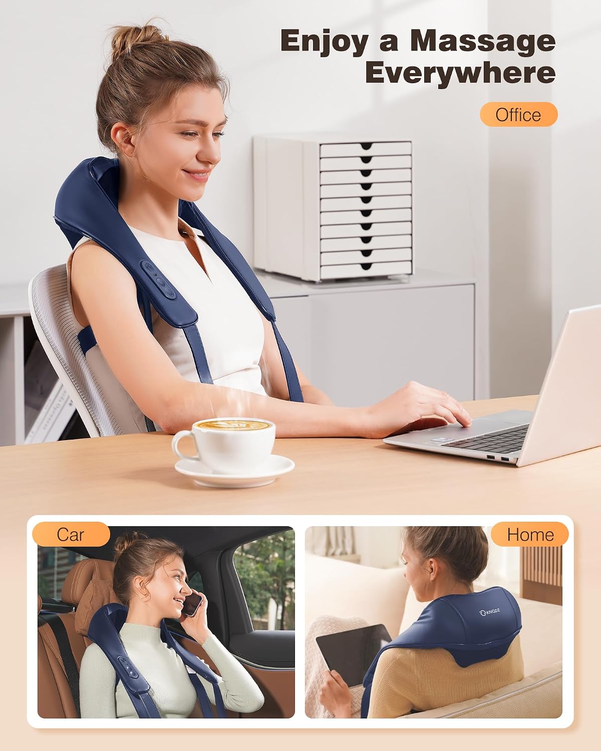 Cordless Neck and Shoulder Massager for Pain Relief Deep Tissue with Heat