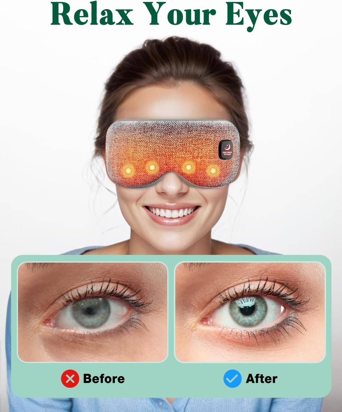 YoanYouth Heated Eye Mask for Dry Eyes, FSA Eligible HSA, Cordless Warm Compress for Eyes, Light Blocking Eye Heating Pad, Styes, Sleep, Cover Washable, Rechargeable, Light Blue