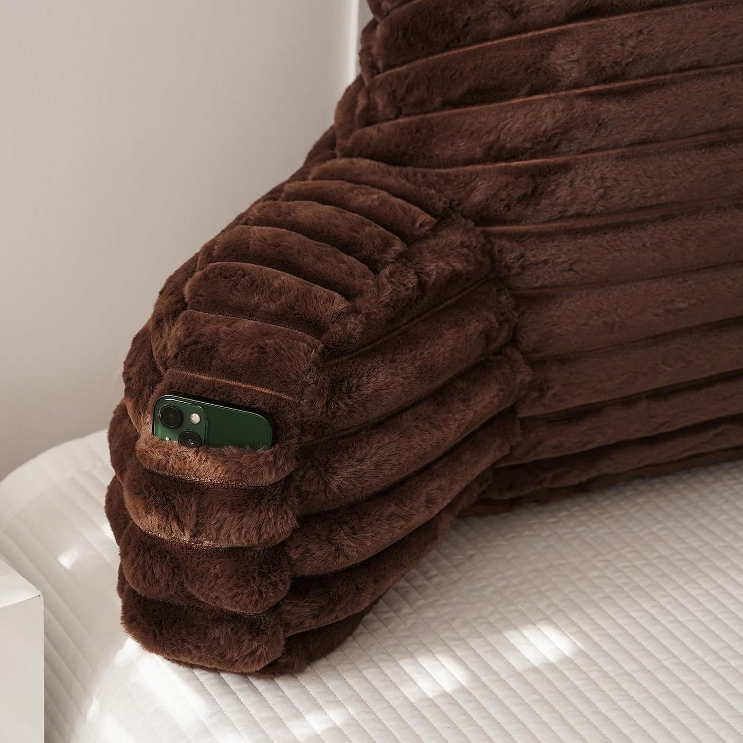 Large Reading Pillow for Adults, Back Support Pillow for Sitting Up in Bed with Arms, Couch for Lounging Bedrest, Pink