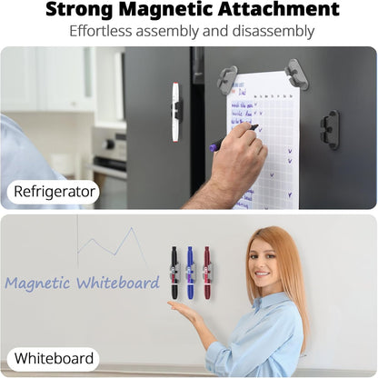 OUTXE 6-Pack Magnetic & Adhesive Pen Holder with Dual Slots - Easy Organize & Access Pencil, Pen, Marker- Perfect for Desk, Wall, Refrigerator, Whiteboard, Clipboard | Easy Organize & Access Pencil, Pen, Marker- Perfect for Desk, Wall, Refrigerator,