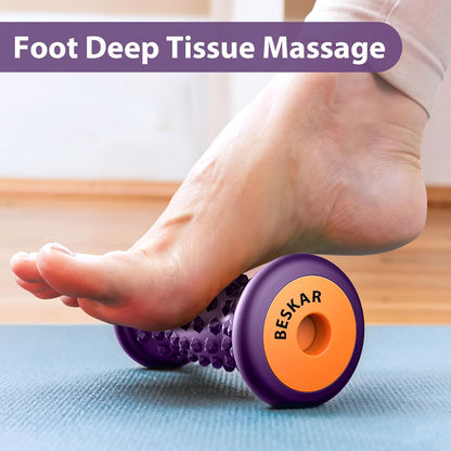 BESKAR Foot Massage Roller for Plantar Fasciitis Relief | Pressure Point and Deep Tissue Massages, Relieving Feet Arch Heel Pain, Myofascial Pain Syndrome, Portable Reflexology Tool