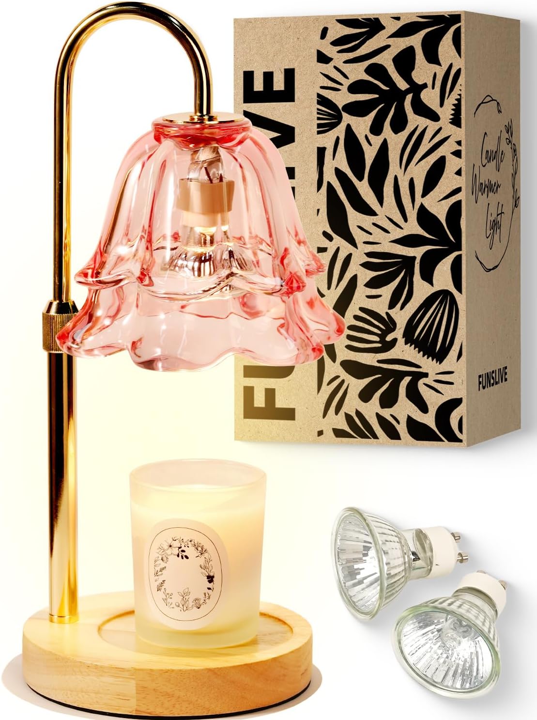 Flower Candle Warmer Lamp with Timer Dimmable, Christmas Birthday Gifts for Women Mom, Candle Warming Light Height Adjustable, Wax Melt Warmer for Jar Scented Candles, Housewarming Candle Lamp