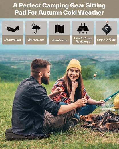Sportneer Sitting Pad, 0.13lbs Lightweight Waterproof Folding Seat Pad for Backpacking, 15.75'' x 15.75'' Portable Camping Seat Mat for Hiking, Picnics & Outdoor Use