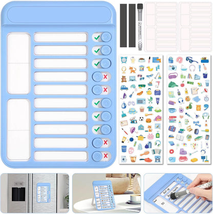 Audab 2Pcs Dry Erase Chore Chart for Kids, Magnetic Checklist Board, My Chores Slider Chart to Do List Board, Routine Chart Schedule Board Task Tracker for Home Refrigerator, Wall, Desk (Blue & Pink)