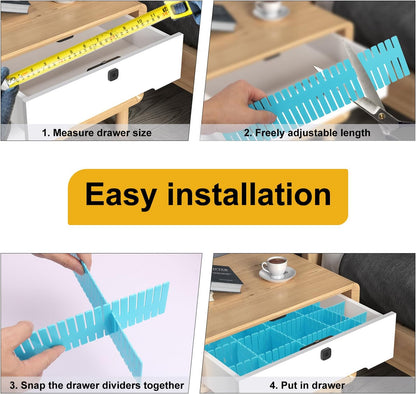 100 PCS Premium DIY Drawer Dividers, White, Adjustable Drawer Organizers for Perfectly Organized Drawers, Tidying Makeup, Clothes, Underwear, Cutlery, Kitchen, Bathroom, Bedroom, Office