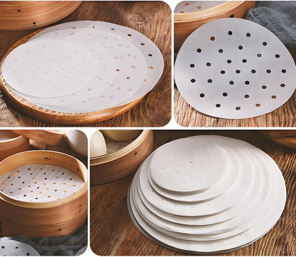 Air Fryer Parchment Paper Liners, 8 Inch 100 Pcs | Pre-Cut Non-Stick Unbleached Paper; Fits 3.5-6QT Air Fryers; Disposable And Durable; Microwave And Steaming Basket Safe