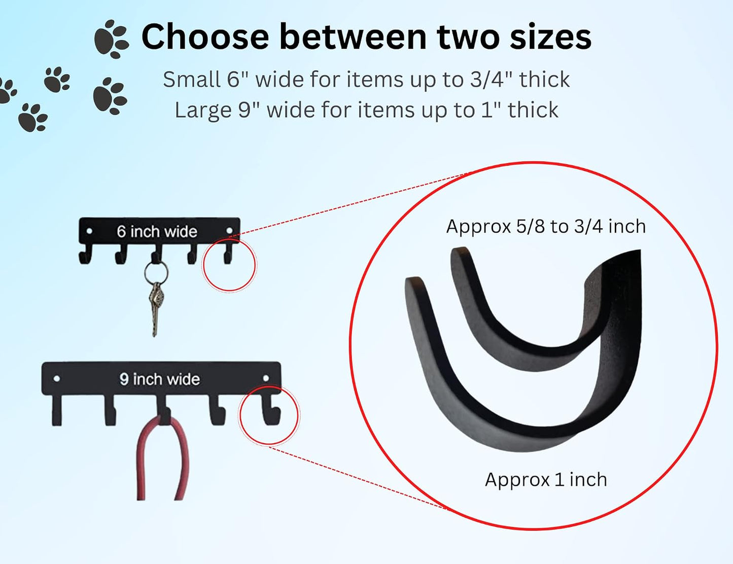 Puppy Love Key Rack - 9 inch | Made in USA. 5 Hooks. Wall Mounted