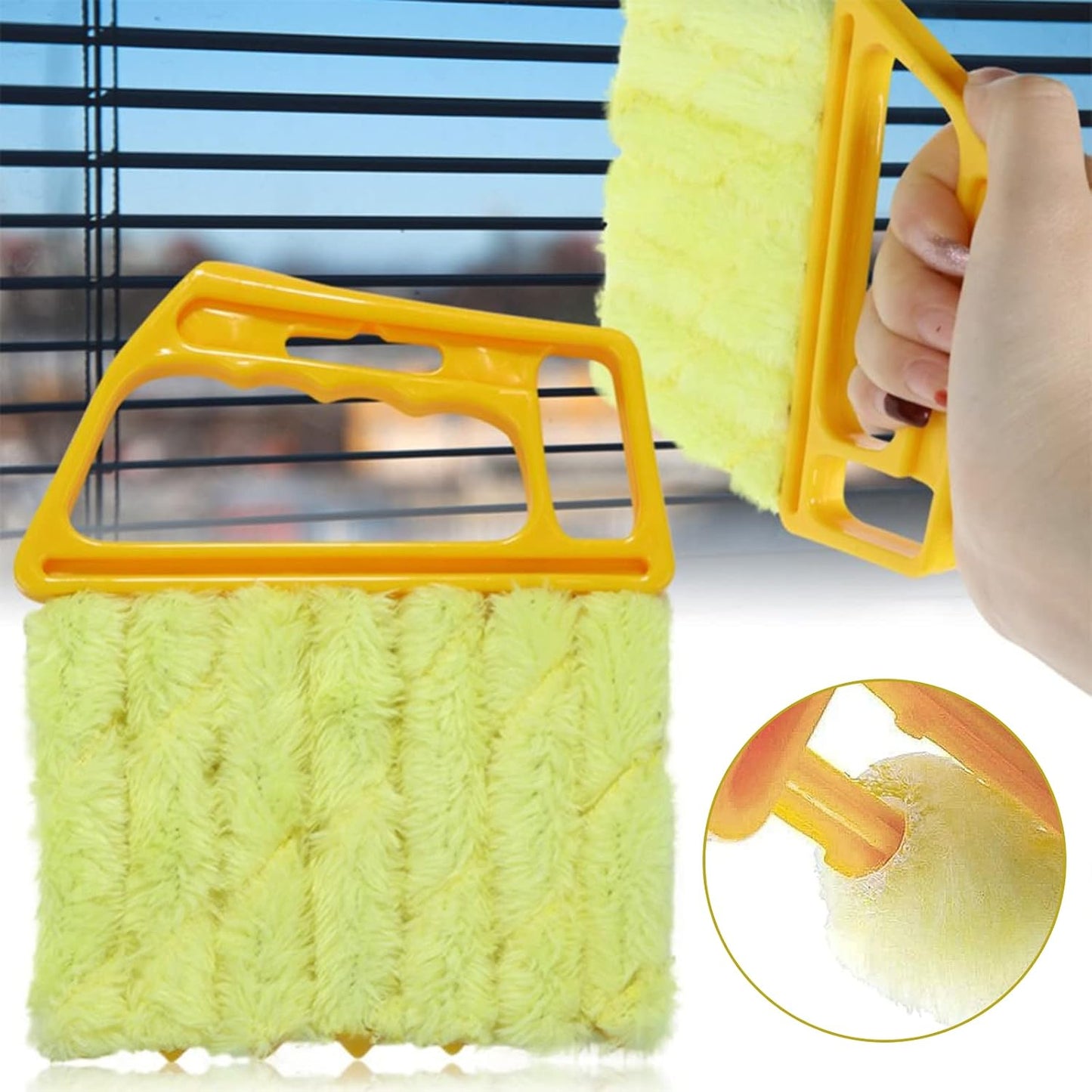 AOCEAN 2 Pcs Blind Cleaner Duster Tool, 7-Finger Dusting Cleaner Tool for Window & Air Vent, Washable Handheld Microfiber Duster Brush for Blinds Dust Dirt