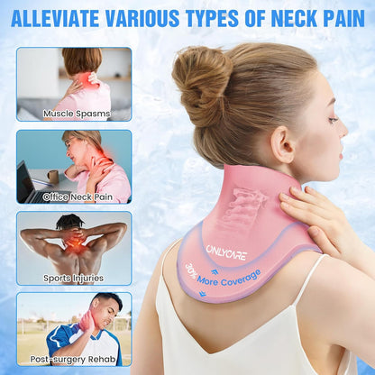 ONLYCARE Neck Ice Pack Wrap Gel - Upgraded Shoulder Ice Packs for Injuries Reusable, Hot and Cold Compress Ice Packs for Neck, Relief of Pain, Office Pressure, Swelling, Sprains