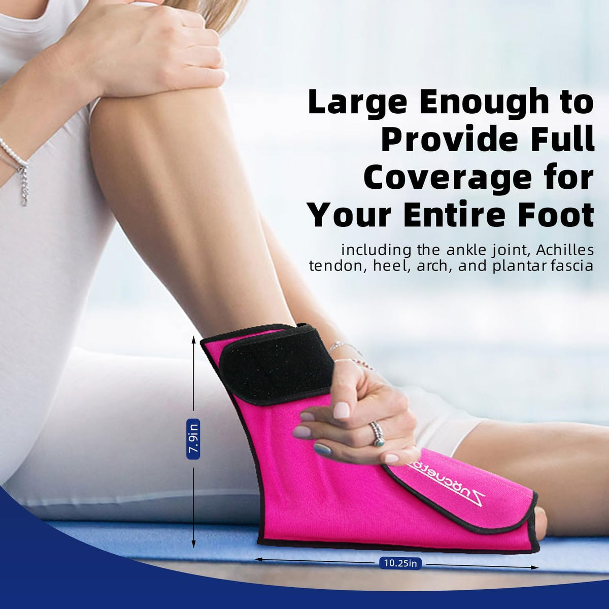 Ankle Ice Pack Wrap for Foot Heel Pain Relief and Swelling Large Reusable Gel Ice Cold Packs for Achilles Tendonitis Plantar Fasciitis Sprained Ankles Swollen Feet Surgery Recovery(Hot Pink)