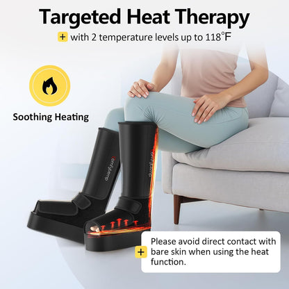 Comfytemp Cordless Foot and Calf Massager with Heat, Birthday Gift for Men Women Dad Mom Seniors, Rechargeable Leg and Feet Compression Massage for Circulation and Pain Relief (Fits Size 6 to 10)