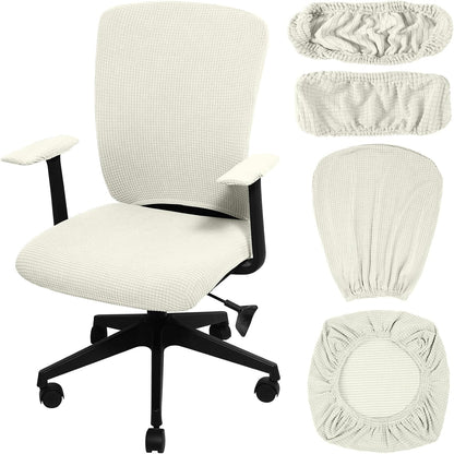 Tallew 4 Pcs Office Chair Covers Set Computer Universal Protective Stretchable Chair Seat Covers Desk Armrest Slipcovers Pads Office Cushion Backrest for Rotating (XL,Silver Gray)