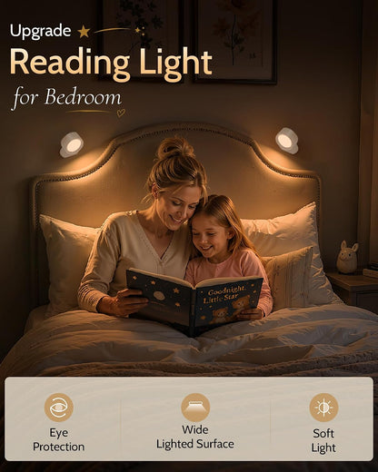 LED Wall Mounted Lights, Rechargeable Wall Sconces, 3 Color Temps, Remote & Touch, 360° Rotating and Dimmable for Bedroom, Bedside & Reading (Black, 2 Pack)