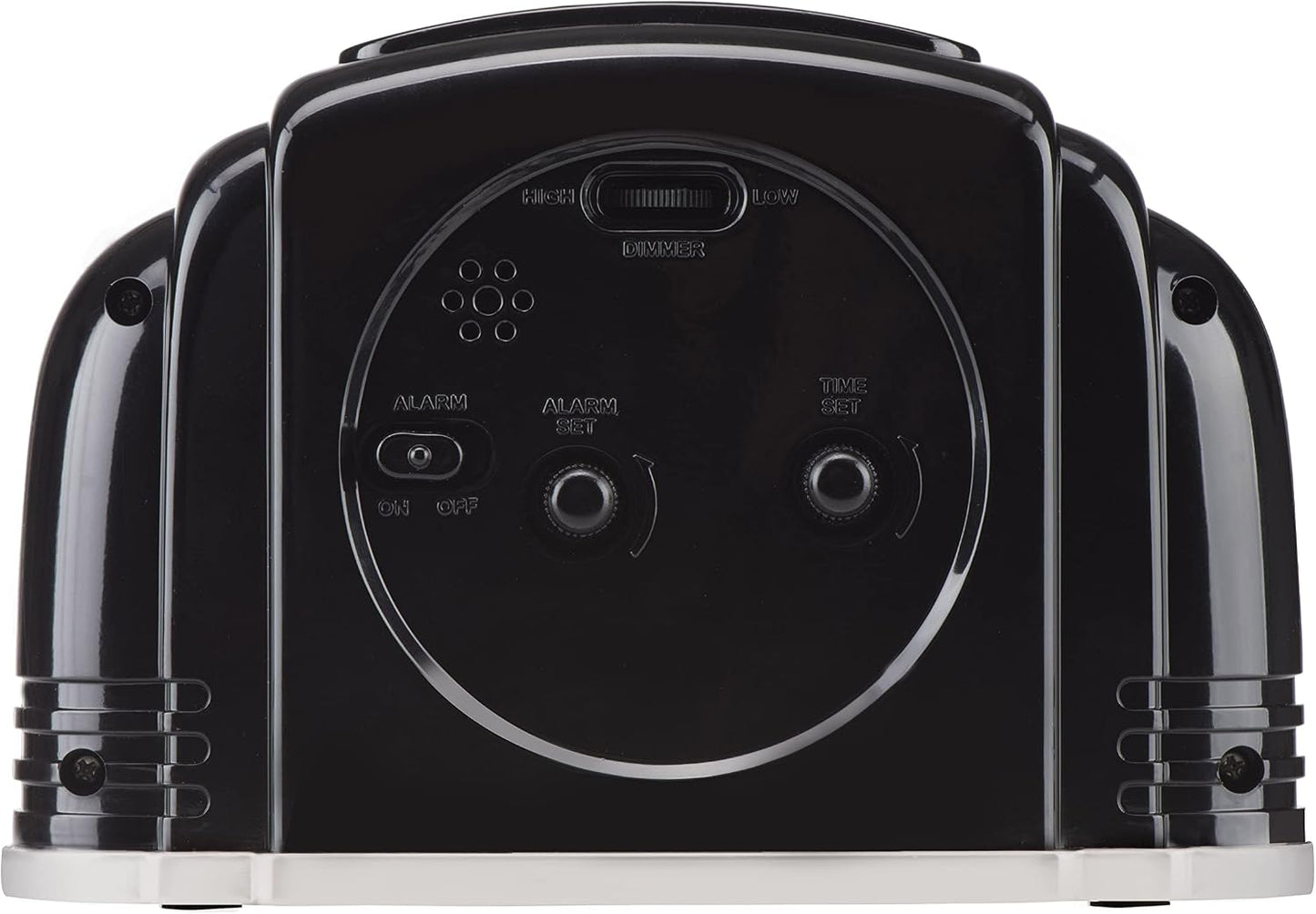 Crosley Vintage Art Deco Analog Alarm Clock, Quiet Ticking, Automatic Dimmable Smart Light, Simple Controls, (Black)