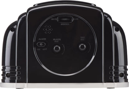 Crosley Vintage Art Deco Analog Alarm Clock, Quiet Ticking, Automatic Dimmable Smart Light, Simple Controls, (Black)