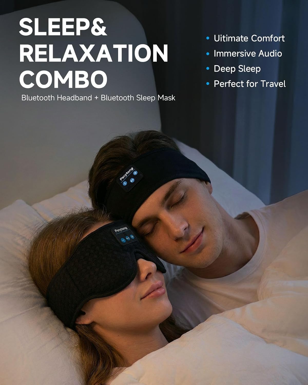Sleep Mask and Headband Headphones Set, Wireless Bluetooth Sleep Headphones, Ultra-Soft Blackout Eye Mask for Side Sleepers, Travel, Meditation, Relaxation, Drift Off to Your Own Peaceful World