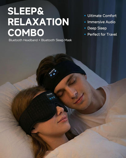 Sleep Mask and Headband Headphones Set, Wireless Bluetooth Sleep Headphones, Ultra-Soft Blackout Eye Mask for Side Sleepers, Travel, Meditation, Relaxation, Drift Off to Your Own Peaceful World