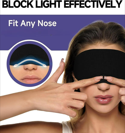 Cotton Sleep Eye Mask, Light Blocking with Adjustable Nose Bridge, Soft and Comfortable Night Eye Mask for Men Women, Eye Blinder for Shift Work, Includes Travel Pouch