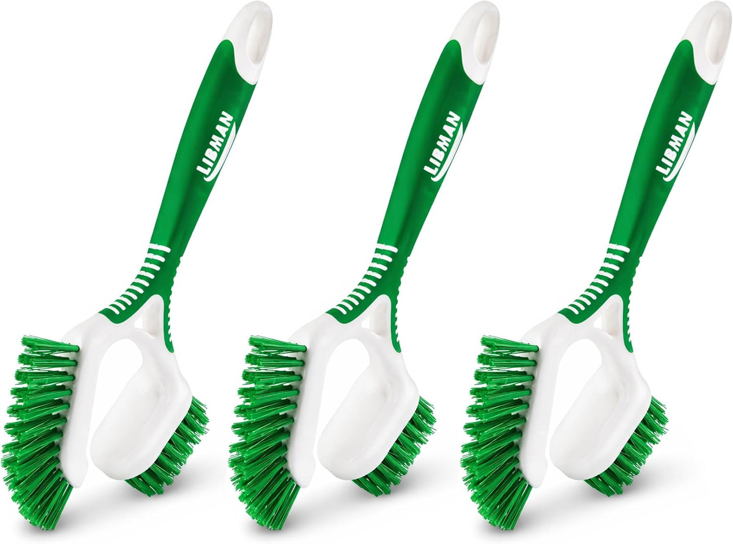 LIBMAN Tile & Grout Brush with Long Handle - 2-in-1 Cleaning Scrub Brush - 3 Pack
