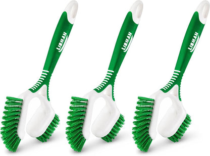 LIBMAN Tile & Grout Brush with Long Handle - 2-in-1 Cleaning Scrub Brush - 3 Pack