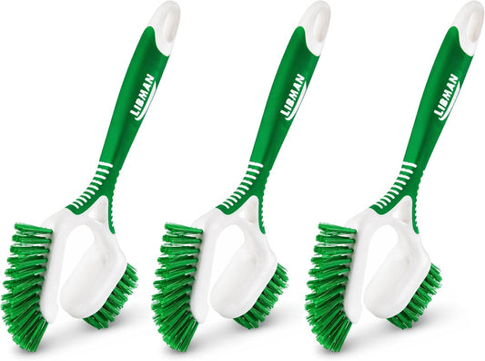 LIBMAN Tile & Grout Brush with Long Handle - 2-in-1 Cleaning Scrub Brush - 3 Pack