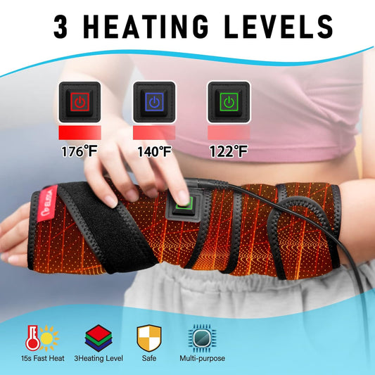 Melissa Shoulders Hand Arm Heating Pad for Pain Relief, Large Heat Areas for Joints Pain Soreness, Heated Wrap for Wrist Ankle Elbow Knee and Leg, 2 Hrs Auto-Off, 3 Heat Settings, 78.7" Extension Cord