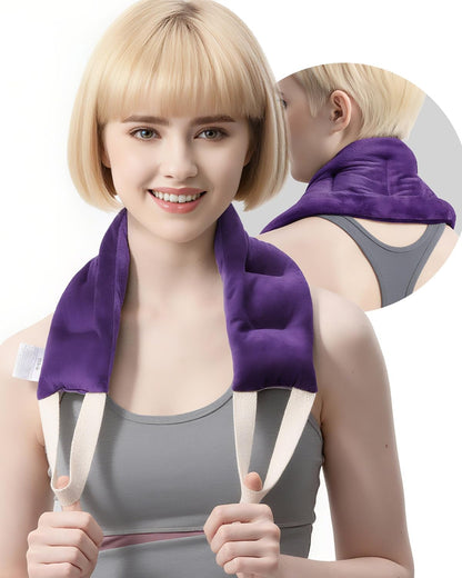 COMOIL Microwave Heating Pad for Neck and Shoulders Back with Handles,Heated Neck Wrap,Reusable Warmer,Moist Hot Packs,Microwavable Weighted Bag,Cold and Warm Compress