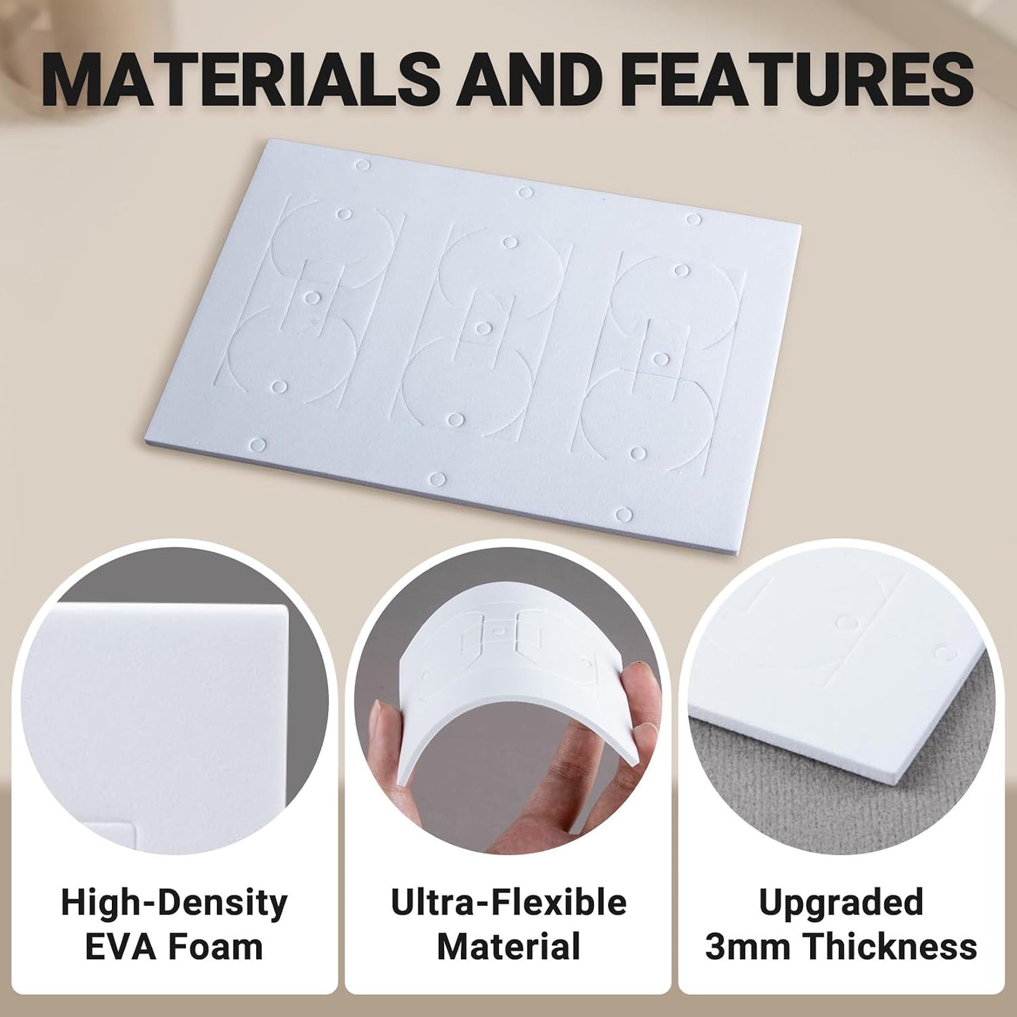CARGEN Outlet Insulation Foam Pads Wall Draft Sealers 3mm EVA 30PCS Single | High-density flexible buffer requires no manual cutting; punch out unwanted sections for a custom fit