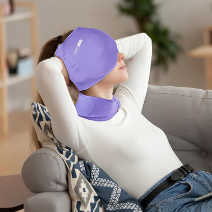 ComfiTECH Cold Cap and Neck Ice Pack Wrap Gel Combo, Care Package for Head and Cervical, Medium | Flexible after Frozen, Cold Cap & Cervical Cold Pack, Relieve Head & Eye, Stiff Neck, Office Tension, Sports Soreness