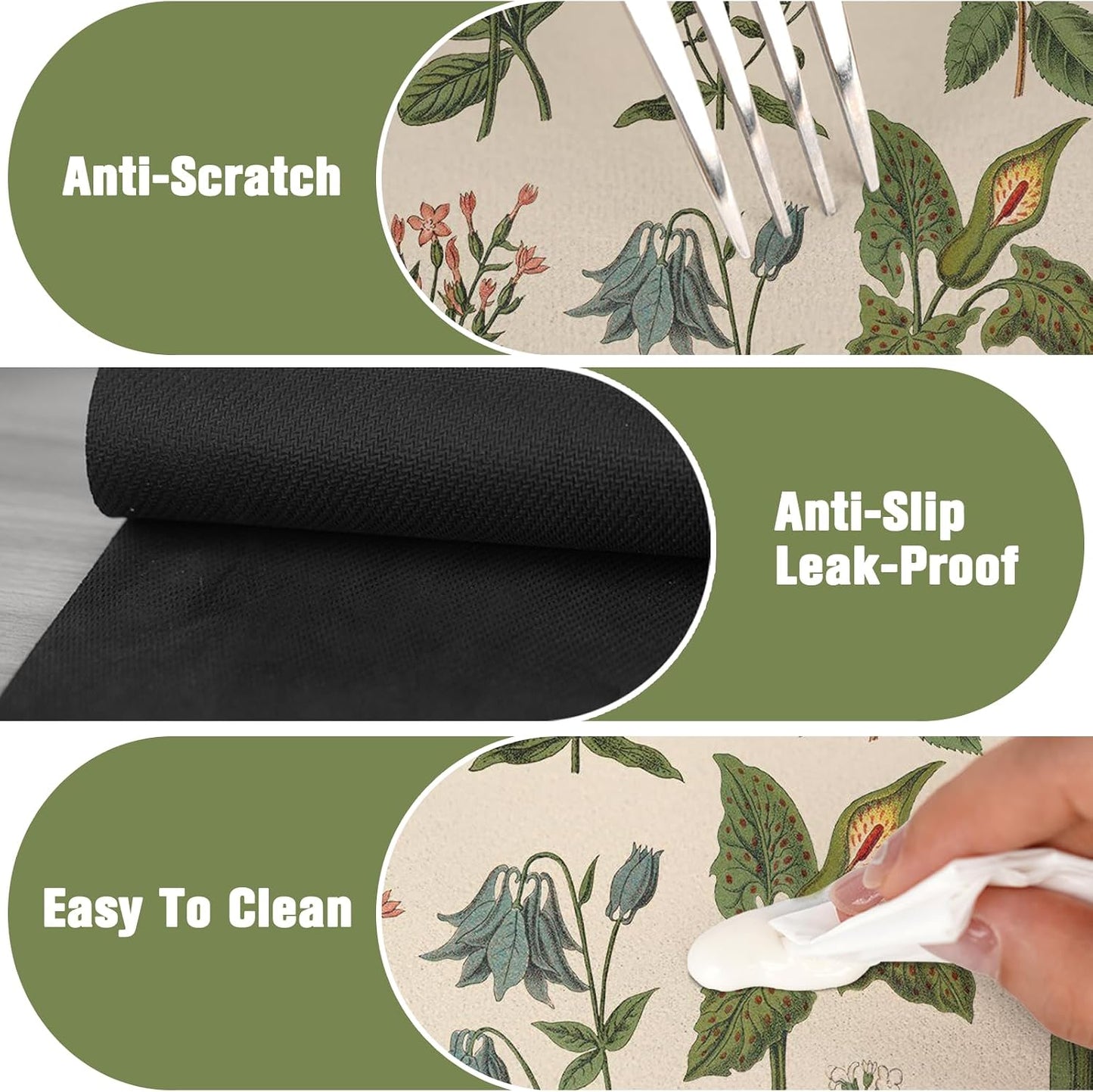 Kitchen Sink Splash Guard Faucet Mat 24" X 5.5" Tropical Leavesl Absorbent Fast Drying Mat Faucet Draining Mat Sink Splash Guard Behind Faucet Drip Catcher for Kitchen Bathroom