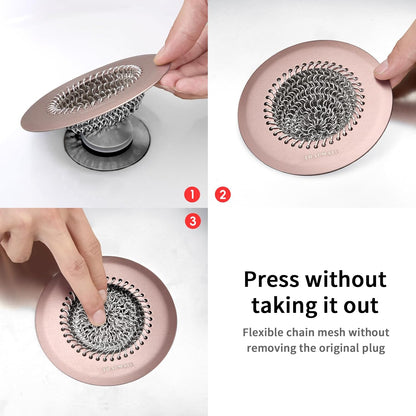 TRAPMATE Shower Drain Hair Catcher, 4.4" Anti-Clogging Bathtub Drain Cover | Easy Flip Cleaning, Traps Hair with Fast Drainage, Anti-Slip Drain Protector Fits Regular & Pop-up Drains (Patented Product)