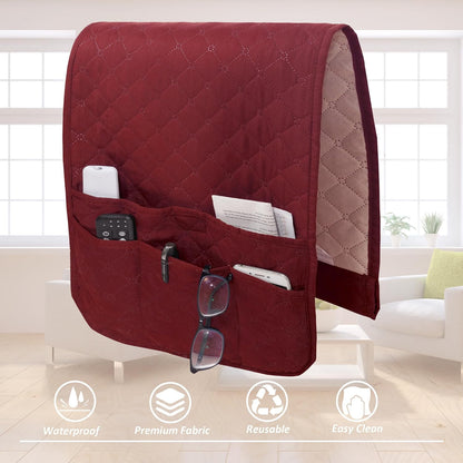 Armchair Caddy for Couch Remote Control Holder with 4 Pockets, Grey 1 Pack | Non-slip, Waterproof, Sofa Armset Organizer, Couch Chair Armrest Storage for TV Remote Control Phone Book Magazine 35"x13"