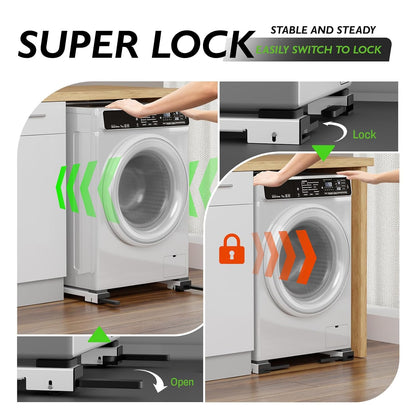 Appliance Rollers Heavy Duty,20''-32''in Extendable Appliance Sliders,Liftable Anti Slip Mobile Washing Machine Base,Easily Move Washer and Dryer Machines,Refrigerators,Furniture-Black