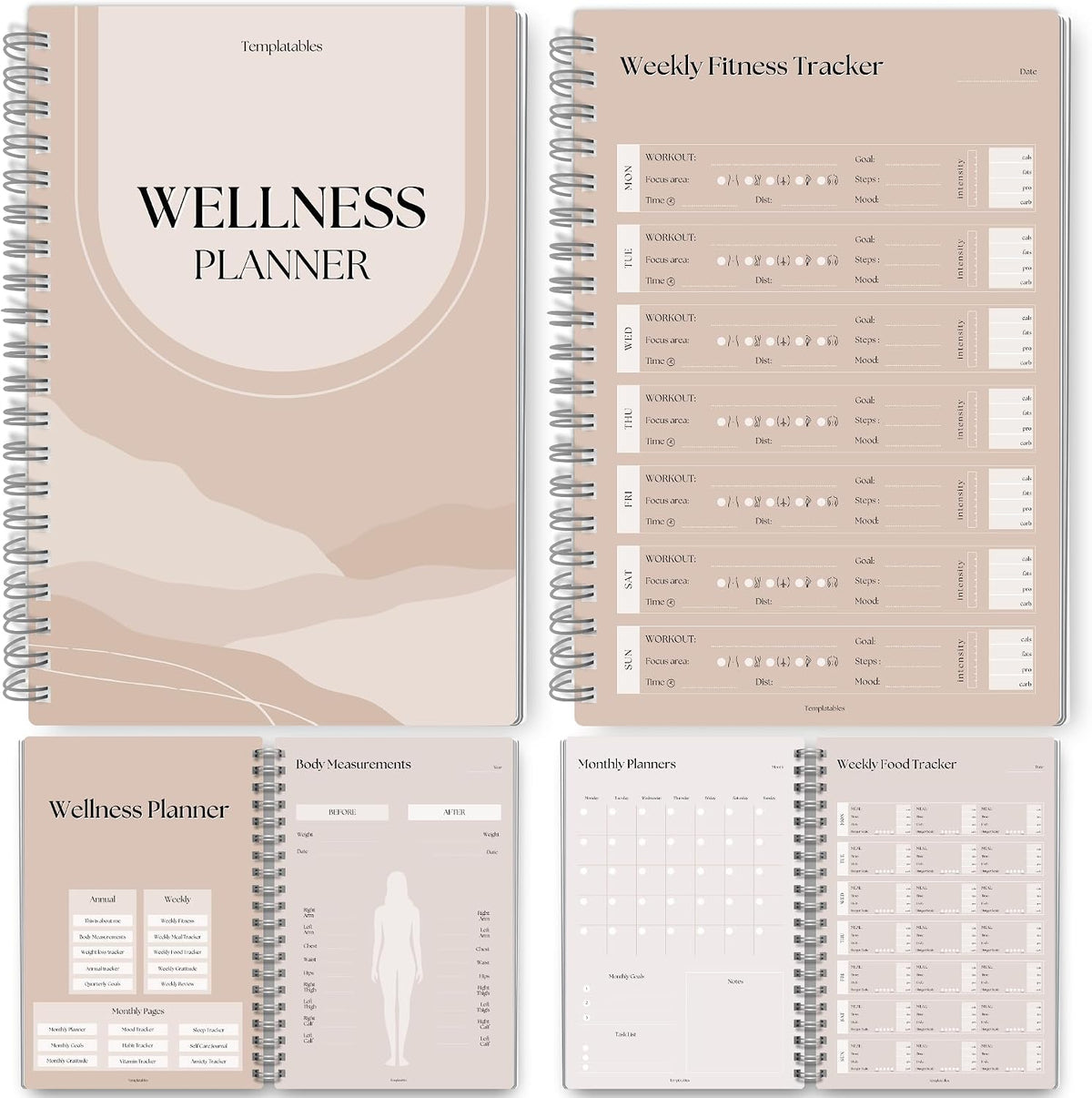 Wellness Journal - 90 Day Health, Fitness, Gratitude, Mindfullness, Wellbeing, Habit, Goals, Diet & Food Tracker - A5 (Pastel Rainbow)
